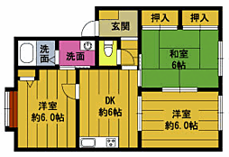 ディアス古ヶ鶴 3DKの間取図画像