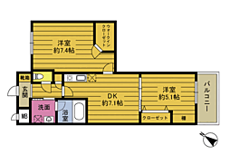 S-FORT大分岩田町 2DKの間取図画像