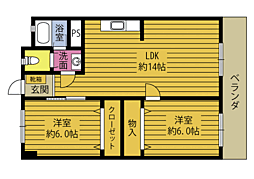 コンフォール大洲 2LDKの間取図画像