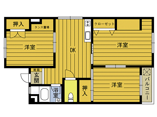 幸重ビル 307｜大分県大分市碩田町３丁目(賃貸マンション3DK・3階・61.74㎡)の写真 その2