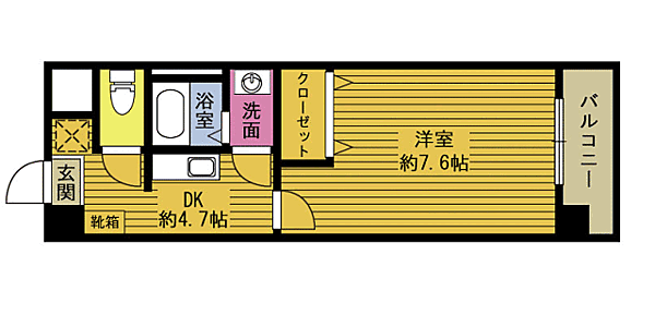 フローラ碩田 405｜大分県大分市碩田町１丁目(賃貸マンション1DK・4階・26.35㎡)の写真 その2