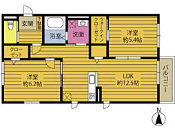 ノワール・エムズ 2LDKの間取図画像