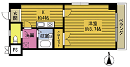 カーサビアンカ 1Kの間取図画像