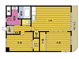 ハイツ山の手 2LDKの間取図画像