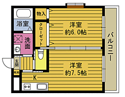 プランタン野口 1DKの間取図画像