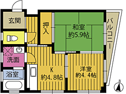 クレスト野口 2Kの間取図画像