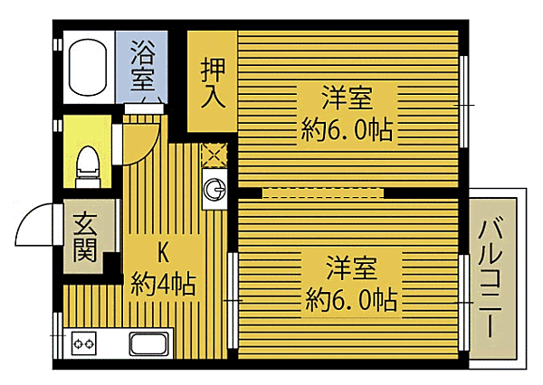 ふぉーぶるおち 102｜大分県大分市大字津守(賃貸アパート2K・1階・33.51㎡)の写真 その2