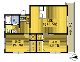 生野ハイツ 20 ｜ 大分県大分市豊饒３丁目（賃貸マンション2LDK・4階・57.79㎡） その2