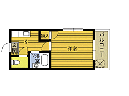 グリーンリーブス600 1Kの間取図画像