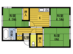 プレジール阿南 3Kの間取図画像