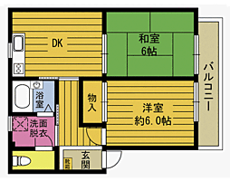 アパルトマン光吉台 2DKの間取図画像