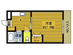 ボナールA 1Kの間取図画像