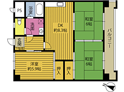 なんえいビル 3DKの間取図画像
