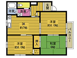 グランパルクB 3DKの間取図画像