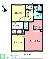 グランバリエ 2LDKの間取図画像