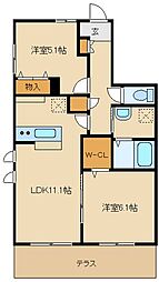 ペイサージュ 2LDKの間取図画像