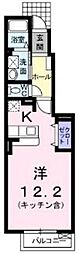 カーサドマーニ1 1Kの間取図画像