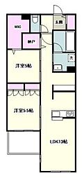 クレールメゾン海老名 2LDKの間取図画像