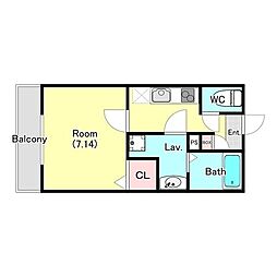 Z-MAISON厚木 1Kの間取図画像