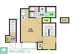 栄町花水木A棟 ワンルームの間取図画像