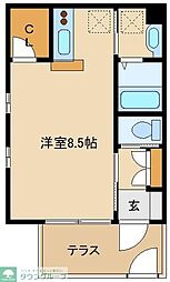 A・K2八芳 1Kの間取図画像