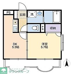ブロメリア 1DKの間取図画像