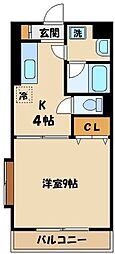 フォレスタヒルズ 1Kの間取図画像