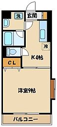 フォレスタヒルズ 1Kの間取図画像