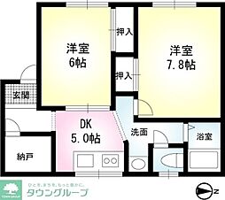 コーポK-1 2DKの間取図画像
