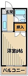 オリエントハイツNo.3 1Kの間取図画像