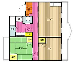 リヴィエール今泉 2LDKの間取図画像