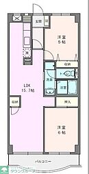 ボヌール秦野2 2LDKの間取図画像
