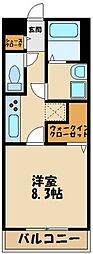 アンブル二番館 1Kの間取図画像