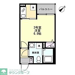 ベイルーム相模が丘 3階1Kの間取り