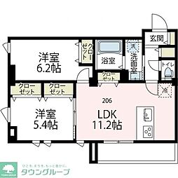 ニューグランデュールII 2LDKの間取図画像