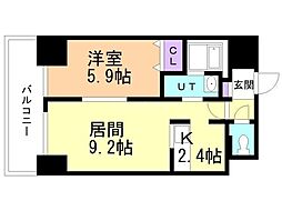 サンコート桑園ガーデンヒルズ 6階1LDKの間取り