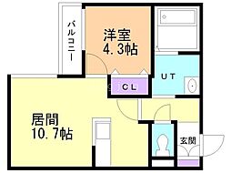 JR函館本線 桑園駅 徒歩13分の賃貸マンション 1階1LDKの間取り