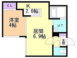 ぴあ南17条 4階1LDKの間取り