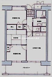 コーシャハイツ中野 3LDKの間取図画像