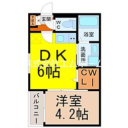 名古屋市営名港線 六番町駅 徒歩10分の賃貸アパート 3階1DKの間取り