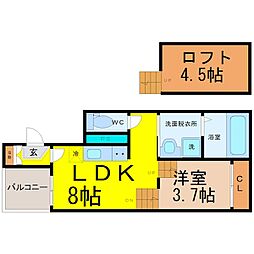 ハーモニーテラス八熊2 1LDKの間取図画像