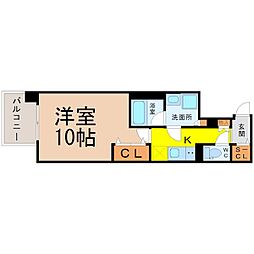 プレサンスジェネ千種内山2 1Kの間取図画像