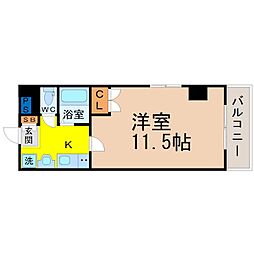 THUマンション 1Kの間取図画像