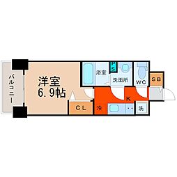 プレサンスNAGOYAファスト 1Kの間取図画像