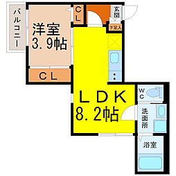 ハーモニーテラス四番4 1LDKの間取図画像