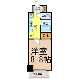 パルティール覚王山 1Kの間取図画像