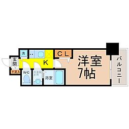 プレサンス栄ブリオ 1Kの間取図画像