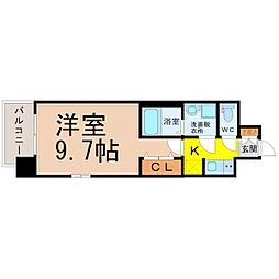 ラドゥセール志賀本通2 1Kの間取図画像