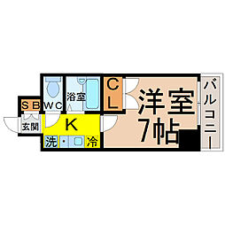セントラルリッツ 1Kの間取図画像