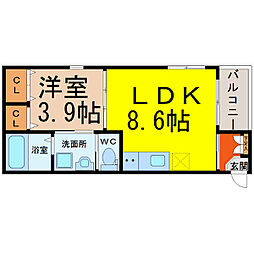 ウエストエム 1LDKの間取図画像